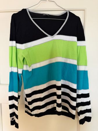 GERRY WEBER Pullover Langarm Gr. 40 Bunt Gestreift V-Ausschn