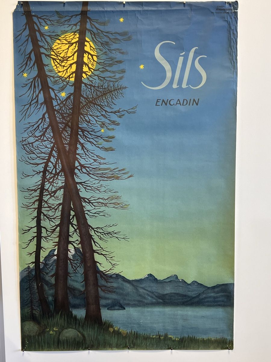 Poster & Bilder: Sils Engadin LITHO Plakat Ernst Rinderspacher 1950 – Gebraucht aus Adliswil von buch_und_kunst