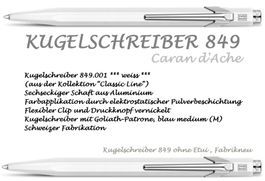 849.001 WEISS ** Classic 849 Caran d'Ache ** Goliath Blau M