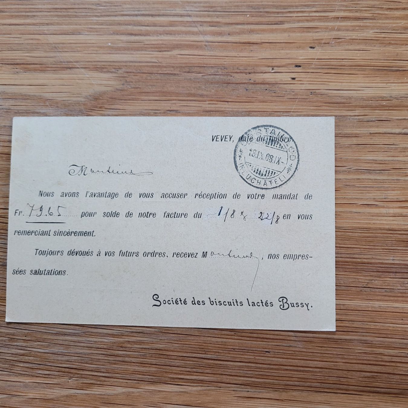 Tous les timbres: Carte Biscuits Lactés Bussy SA  Vevey 1908 – D'occasion à Biel/Bienne par Destockweb 1