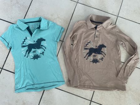 2er Set Decathlon 🐴Polo Shirt / Langarmshirt, Gr. 153-162