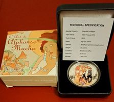 Silbermünze "Die Kunst von Alphonse Mucha". 925!