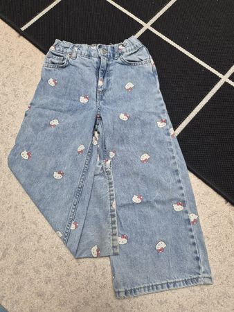 H&M Jeans Hello Kitty Wide Leg blau Grösse 104
