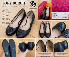 Tory Burch Lowell 2 Ballerinas, Schwarz – US 7.5 / ca. EU 38