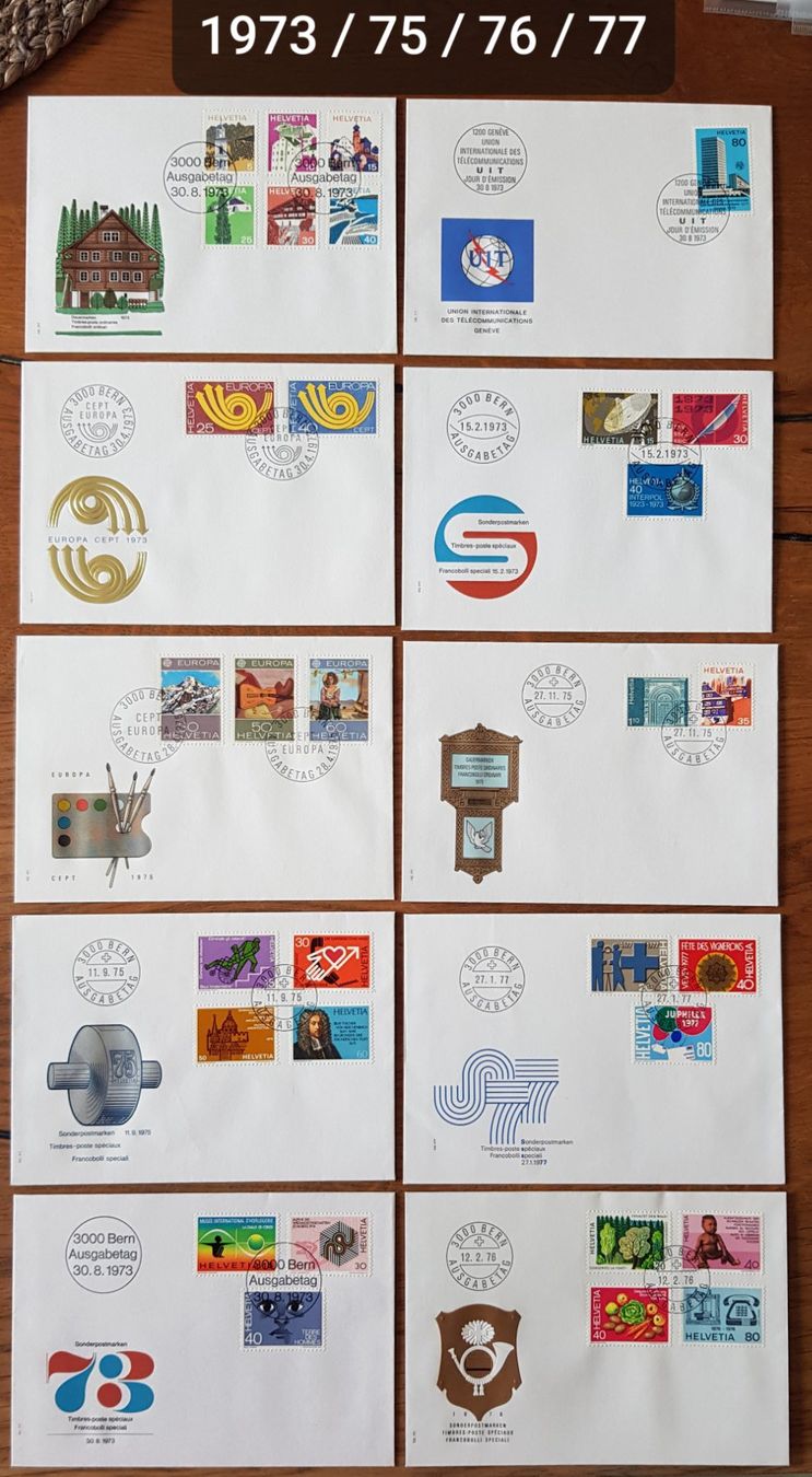 Tutti i francobolli: 43Stk. >> Schweizer Ersttagsbriefe von 1971 - 1982 – Usato da Bettenhausen venduto da Pollypocket 1