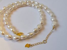 Perlenkette Zuchtperlen 925 Silber vg Gold echt Zucht Perle