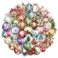 50 Aufkleber Sticker - Weihnachtskugeln transparent