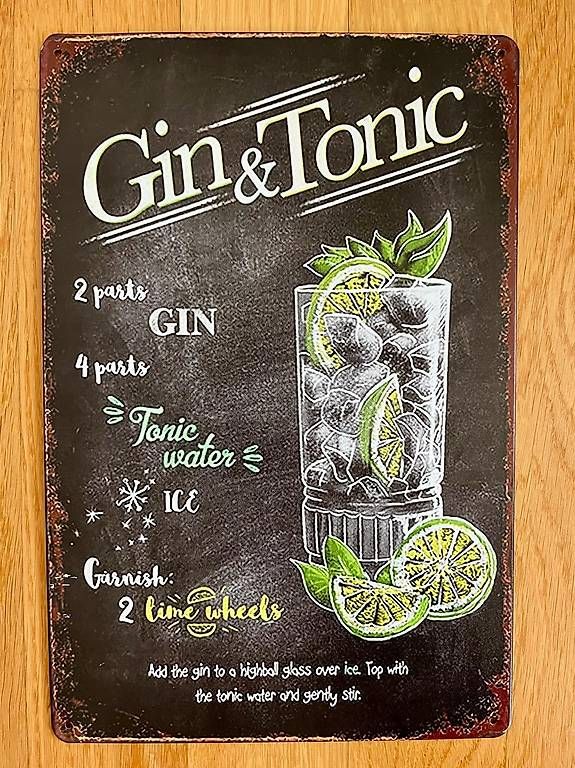 Schilder: Vintage Blech-Wandschild Gin Tonic – Gebraucht aus Münchenstein von spa_7wh8