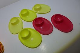 6 vintage space age midcentury Eierbecher gelb rot Lot 4