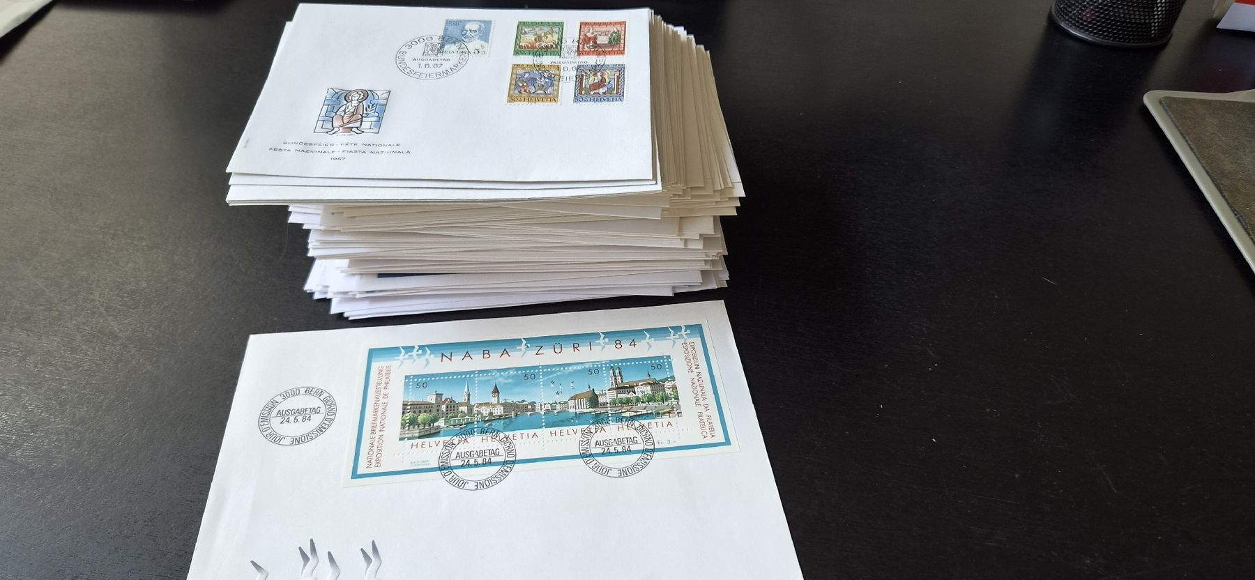 Alle Briefmarken: 148 FDC Briefe Schweizer Post ab 1967 bis 2000 – Gebraucht aus Courgevaux von nih789