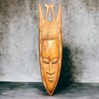Masque africain en Bois Massif d'Iroko du Zimbabwe