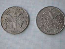 2 x 100 PTAS 1966 Silber 800er Münze Pesetas