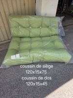 Coussins de siège et de dos verts 120x15x75/45