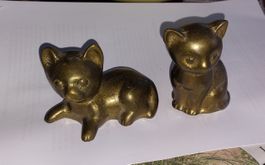 2er Set Messing Katzenfiguren, Deko für Sammler