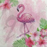 Serviette watercolour flamingo with hibiscus (1195) 2Stk.