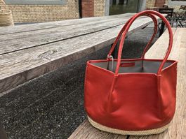 Korb: Korbtasche Leder rot-ANGEBOT