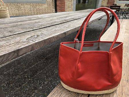 Korb: Korbtasche Leder rot-ANGEBOT