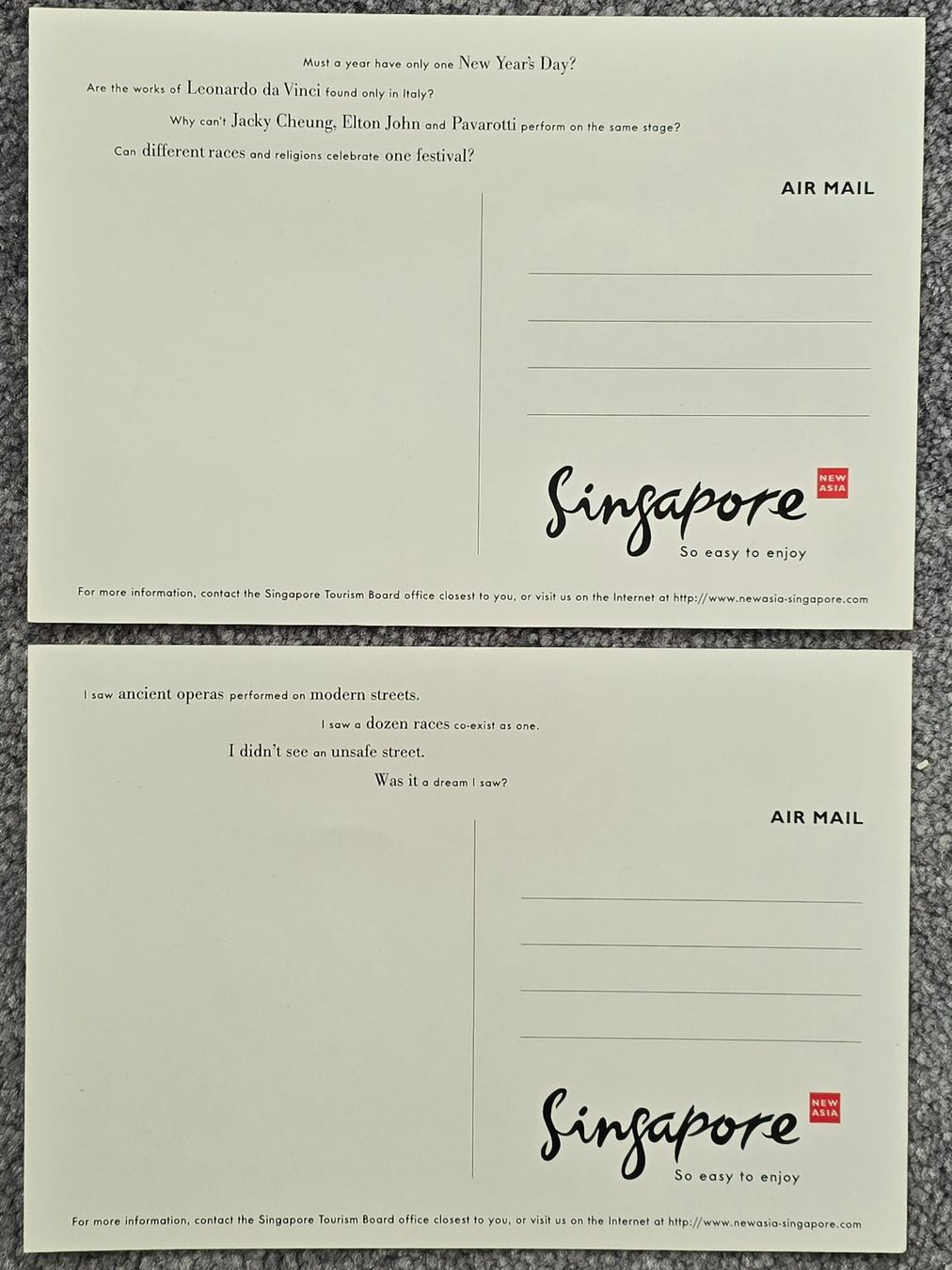 Cartoline postali: Millennium AKs SINGAPUR,  ungelaufen 1999 – Nuovo (secondo la descrizione) da Rheinau venduto da MakalekaAloha 4