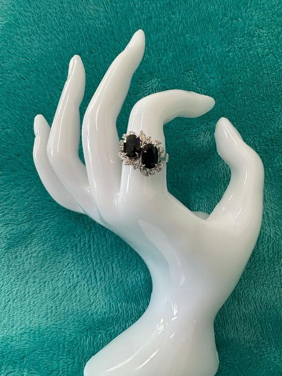 18 Karat Vergoldeter Schwanenobsidian Ring - Edler Kugelring Mit Naturstein
