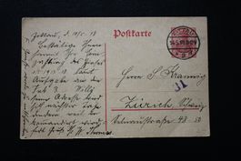 Alte Postkarte gelaufen 1918 Zittau nach Zürich
