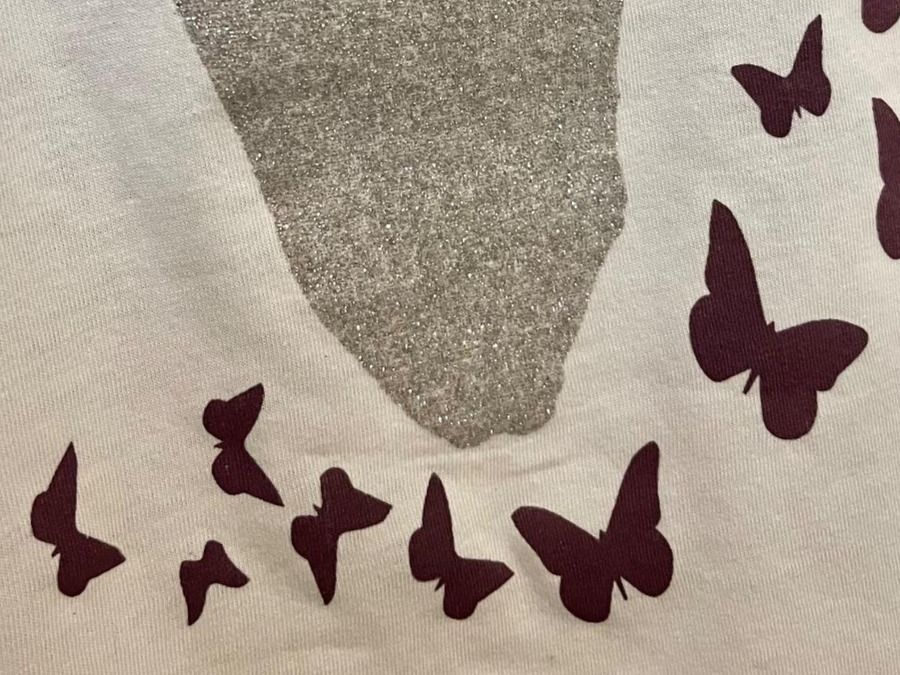 T-shirt: TrachtenmodeT.Shirt Glitzer-Steinbock&Schmetterlinge Gr40/42 – Nuovo (secondo la descrizione) da Adliswil venduto da eri.40 2