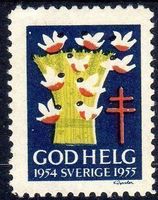 TUBERKOLOSE SCHWEDEN VIGNETTE 1954-1955