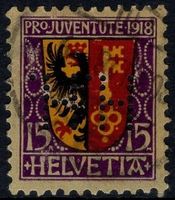 Perfin H.H. in 15 Rp. Genfer Wäppli von RÜTI ZH