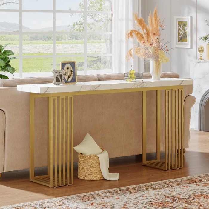 Tavoli: Konsolentisch 160cm Gold Marmor modern – Nuovo e nell'imballaggio originale da Gretzenbach venduto da Genfi-Shop 2