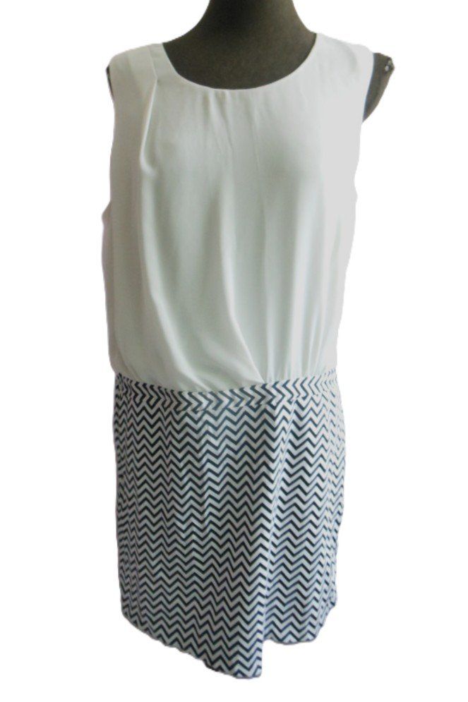 Vestiti: Gr. 42 44 kurzes Kleid creme schwarz weiss PHILDAR – Usato da Basel venduto da frausommerwind 3