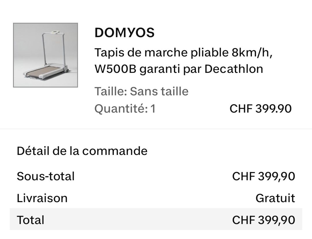 Decathlon Hometrainer: Tapis de marche Domyos W500B pliable – Usato da Vevey venduto da Tatu69 4