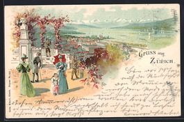 Litho Zürich, Panorama, Spaziergänger 