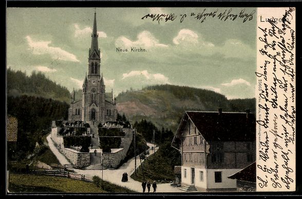 Cartoline postali: AK Lungern, Neue Kirche, 1904 – Usato da Berlin venduto da bartko-reher