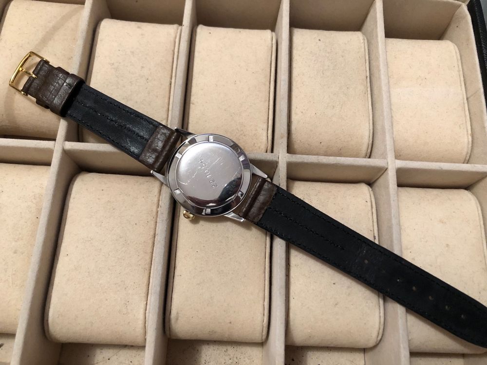 Montre Eterna-Matic Automatique Des Années 60 - Boîtier Acier, Bracelet Cuir Marron, Mouvement Mécanique - Occasion
