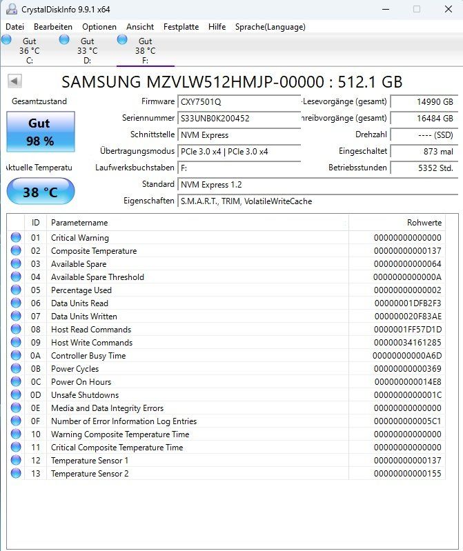 Samsung Dischi rigidi: SAMSUNG PM961 M.2 SSD - 512GB – Usato da Gontenschwil venduto da Ch_suk 2
