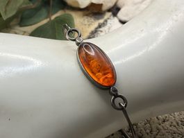 Vintage Armreif schlichte Verarbeitung mit Bernstein