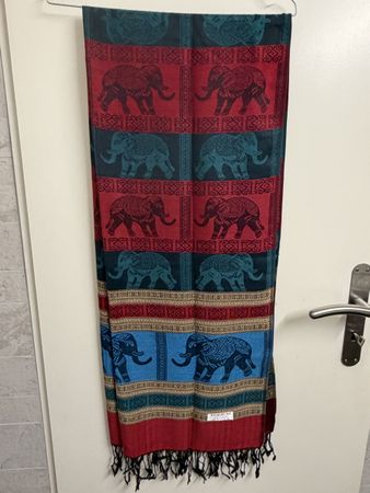Pashmina Scarf Thai Elephant Pattern Red Blue Multi Color