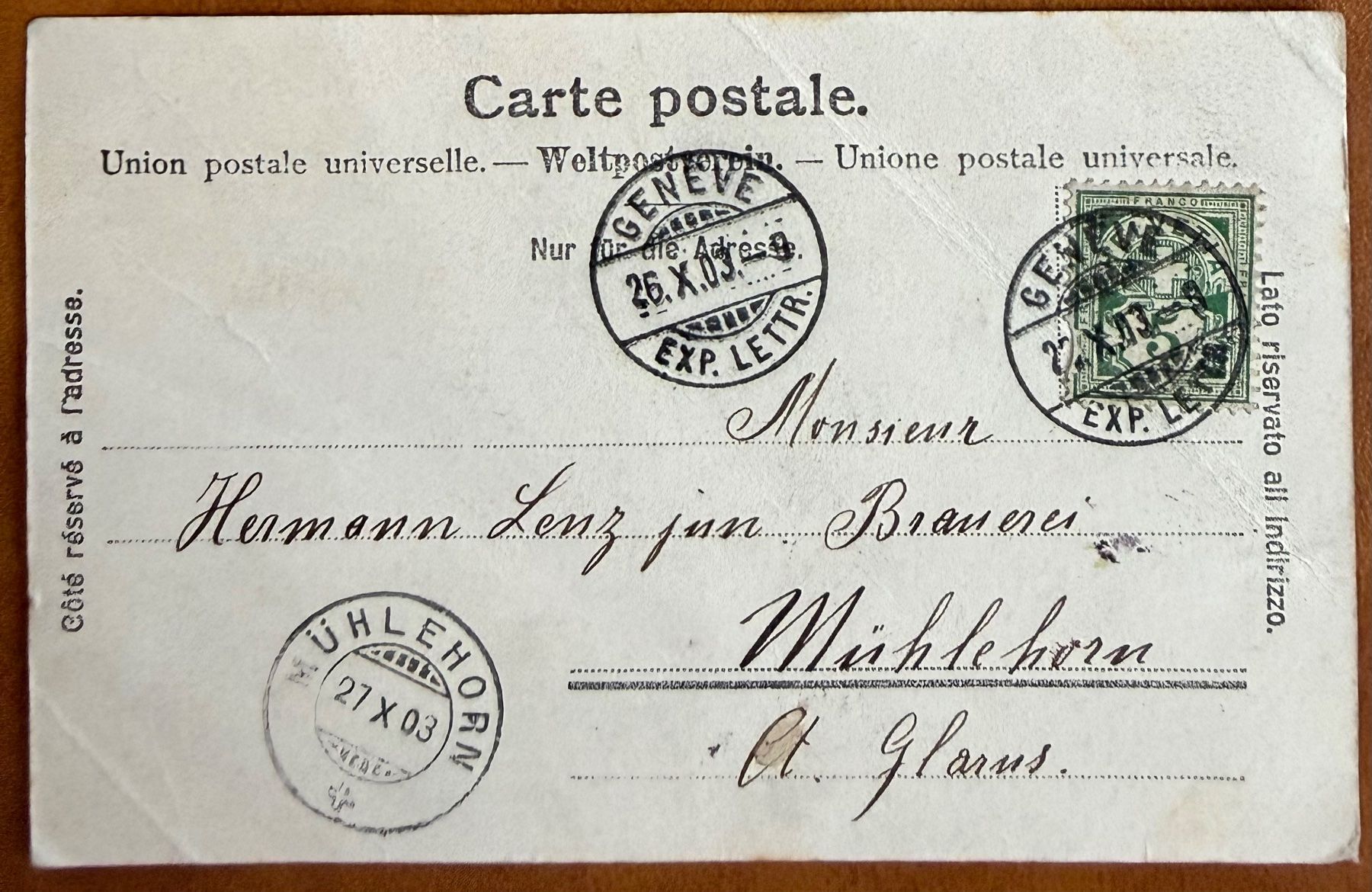 Ansichtskarten: Genève - Hôtel des Postes - Animée 1903 – Gebraucht aus Lutry von Ediego 1