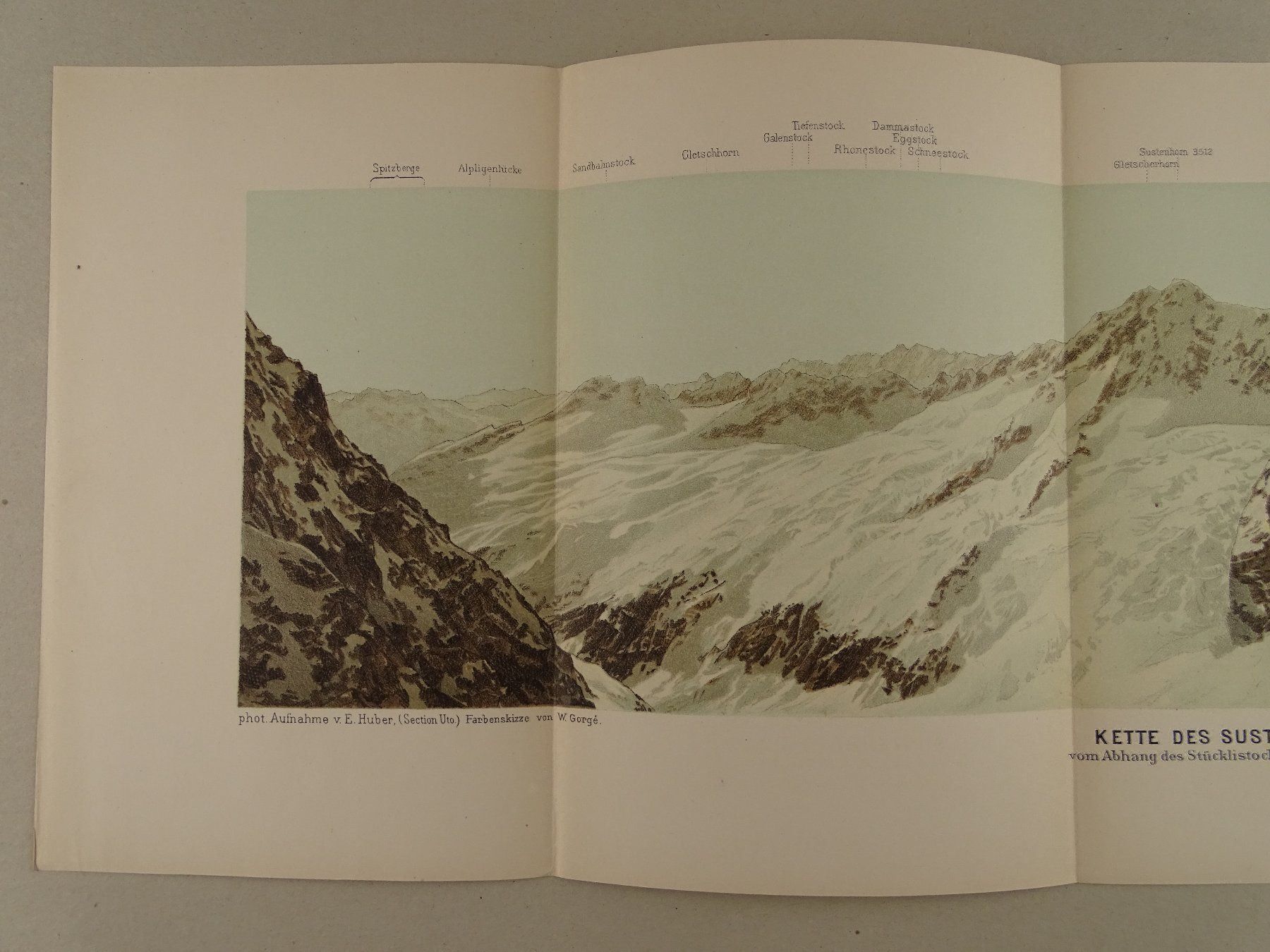 Cartine & Atlanti: PANORAMA VON DER KETTE DES SUSTENHORNS, – Usato da Grüningen venduto da Kartensammler