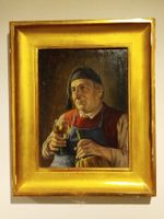 Gemälde von W. Roessler, "Die Weinprobe".Original, signiert.