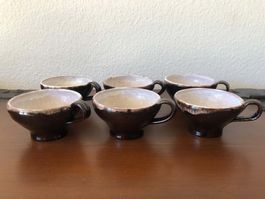 lot de 6 tasses en céramique marron et beige excellent état.