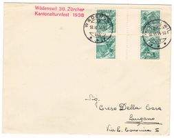 Lettre de Wädenswil cachet S183 pour Lugano le 18.VII.38
