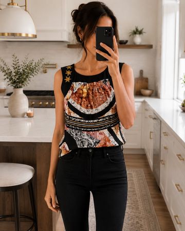 JUST CAVALLI Designer Top Damen – Eleganter Print