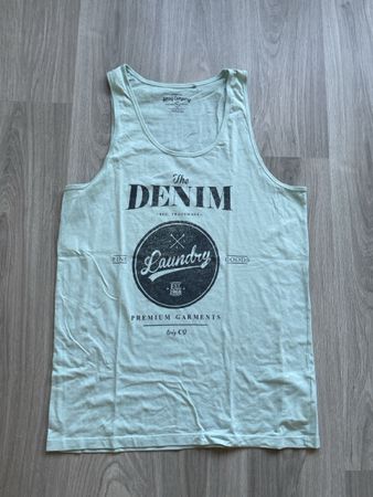 Cooles Tank Top, mintgrün mit Denim-Print, Grösse XL!