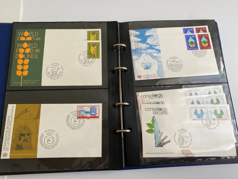 Alle Briefmarken: Ersttagsbriefe Vereinte Nationen 1974-1979 – Gebraucht aus Canobbio von cog_bp5c 6