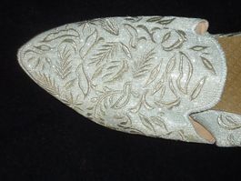 mules babouches argenté avec broderie 38/39 neuf femme