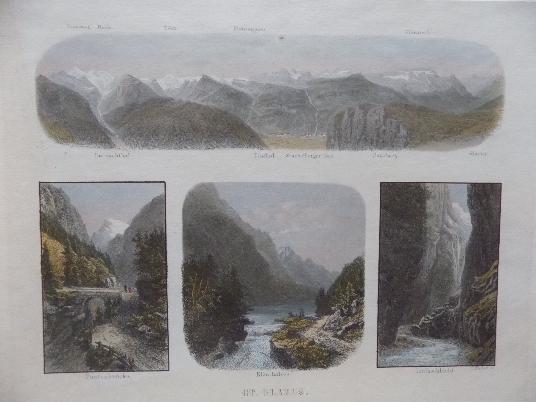 Gravures: Kanton Glarus 4 Ansichten – D'occasion à Risch par Antikfee 5