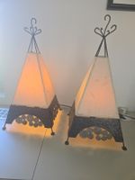 Tischlampen Set 2stk mit Verzierungen und Stoffschirm