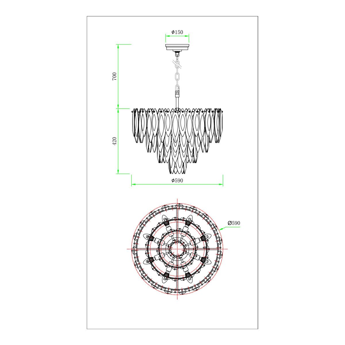 Lampadari & plafoniere: Pendelleuchte, Kronleuchter, 60 cm Ø – Nuovo (secondo la descrizione) da Kreuzlingen venduto da Smart-Light 9