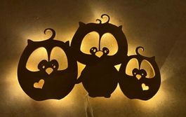 Schlummerlicht Eulen Lampe Holz
