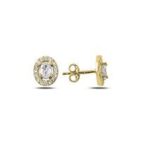 Ohrstecker gold oval Zirkonia 925 Silber Klassiker 6x8mm